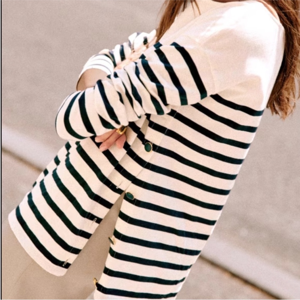 NWT Sezane Noan Marinière Cream and Black Striped Long Sleeve Top M